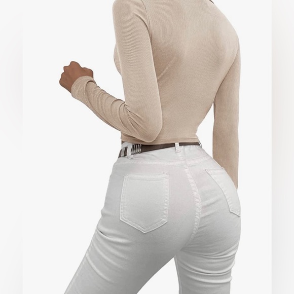 Mockneck long sleeve ribbed top - Picture 4 of 4